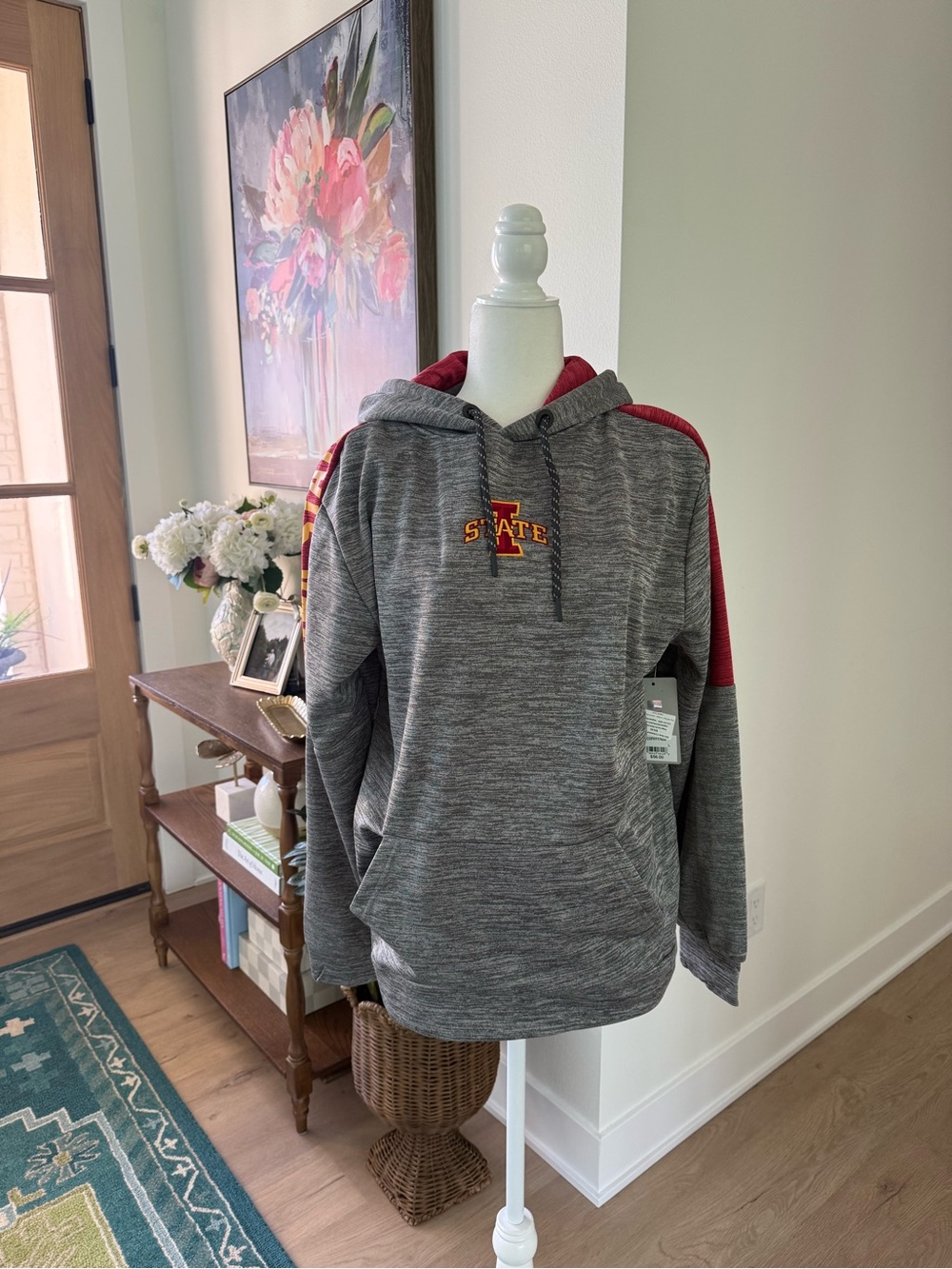 Colosseum Gray & Red Zip-Up Sweater Hoodie